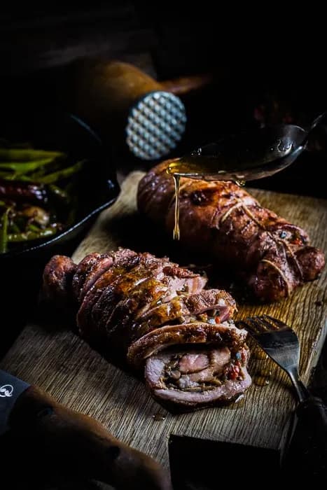 Varkenshaasrollade met Shiitake 