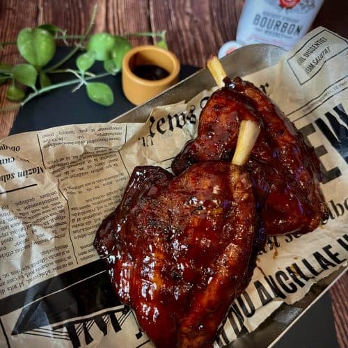 Honey bourbon pig wings