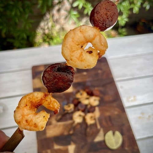 Surf & turf spiesjes met chili-limoenglaze