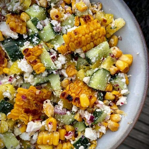 Gegrilde maïs salade met feta