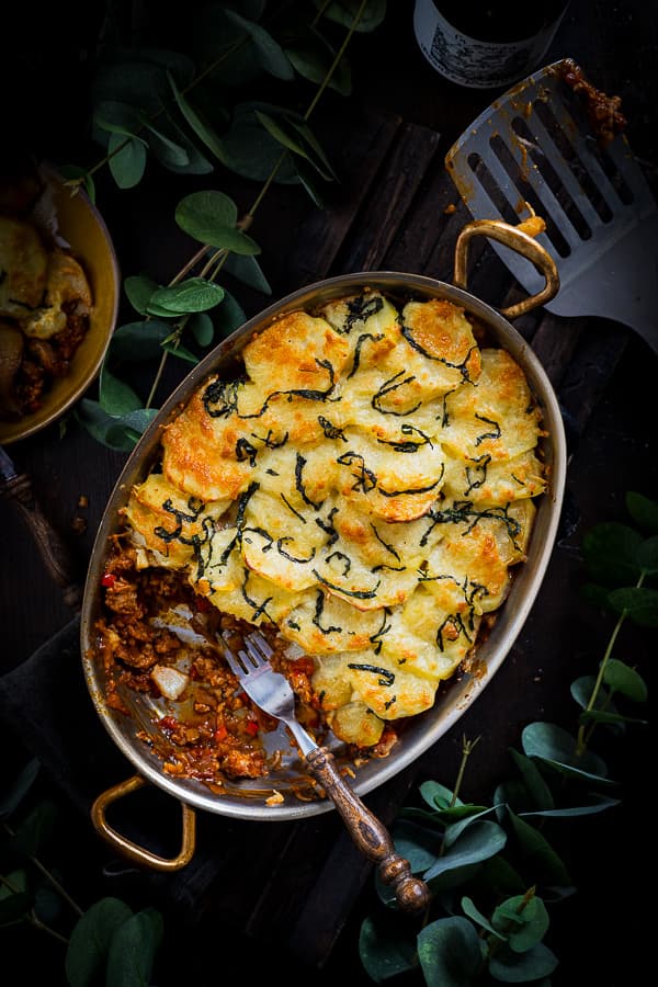 Smoky Italiaanse gehaktschotel met aardappelschijfjes en Porcini