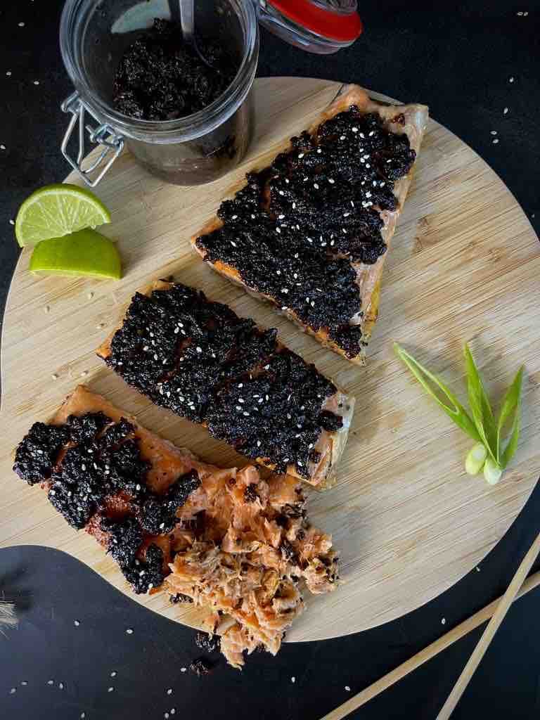 Zalm met Aziatische bacon jam